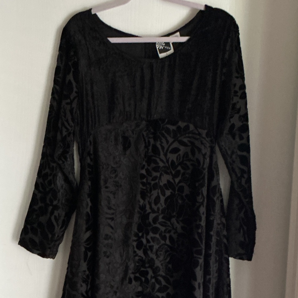 Chic Black Floral Long Sleeve Dress